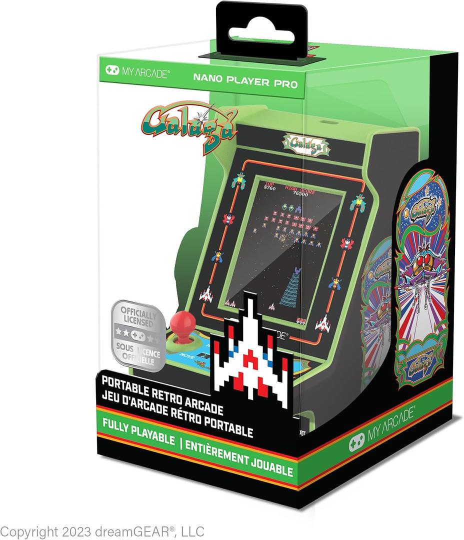 My Arcade Galaga Nano Player: 2 Games, Retro Arcade Classics | 4.8" Mini Arcades, Handheld Game