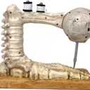 Crazy Bonez Skeleton Sewing Machine Halloween Decoration with Animated Skull, Light Up Eyes, and Sound Effects