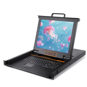 HDMI Rackmount KVM Console 8 Port, 18.5" 1080P Rack Monitor, Integrated 1U Rackmount Monitor and Keyboard, 1920x1080@60Hz, OSD Function, 17.6"x22"x1.67" (W x D x H)