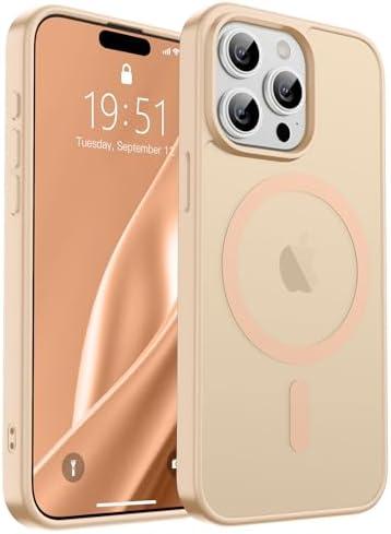 SUPFINE Magnetic for iPhone 15 Pro Case (Compatible with MagSafe) (Military Grade Drop Protection) Slim Translucent Matte Shockproof with Anti-Fingerprint Phone Case,Sand Pink
