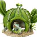 kathson Reptile Tank Decor Lizard Hide and Cave Plants Terrarium Decorations Resin Cactus Desert Aquarium Tank Habitat Accessories for Bearded Dragon Chameleon Leopard Gecko Snake Fish (Ball Cactus)