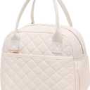 CAMTOP Lunch Box for Women Insulated Lunch Bag Lunchbox Cooler Thermal Leakproof Quilted Reusable Lunch Tote Bag for Work School Travel Picnic (Beige)