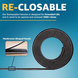 Industrial Strength - Black Indoor/Outdoor Adhesive Mounting Tape - Self Mating Reclosable Fastener Compatible with 3M SJ3550 / SJ3560 Dual Lock (20 INCH)