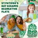 SiliFine 4 Pcs 6 Inch St. Patrick's Day Ceramic Decorative Plate Irish Shamrock Tableware Plate Leaf Clover Display Dish for St. Patrick's Celebration, Dinner Party, Wedding(Classic Color)