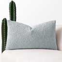 MIULEE Textured Boucle Throw Pillow Cover Light Blue Accent Solid Lumbar Spring Pillow Case Decorative Soft Pack of 1 Couch Cushion Chair Sofa Bedroom Livingroom Home Decor,12x20 Inch