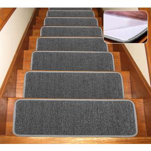 Seloom Stair Treads Carpet Non-Slip with Skid Resistant Rubber Backing Specialized for Indoor Wood Steps, Removable Washable Step Floor Rugs for Stair (Dark Grey, 30x8 in)