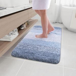 Arotive Microfiber Bathroom Rugs, Shaggy Soft and Absorbent Bath Rug, Non-Slip, Thick Plush Machine Washable Dry Bath Mats for Bathroom, Tub and Shower, 36x24, Light Blue, Rectangular