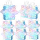Kolldenn 24 Pack Winter Snowflake Gift Bag Holographic Snowflake Party Favors Gift Bags with Handle Paper Candy Treat Goodie Princess Bags for Wonderland Holiday Birthday Party Supplies