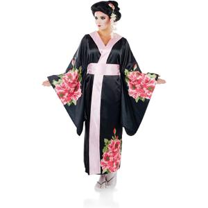 fun shack Geisha Costume for Women, Japanese Kimono Dress, Traditional Kimonos for Women, Elegant Japanese Attire (XX-Large, Black)
