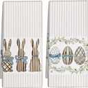 2 x Puomue 2 Pack Easter Kitchen Towels Dish Towels, 16 Inch X 26 Inch, Lint Free, Spring Decoration Hand Towels for Home 1
