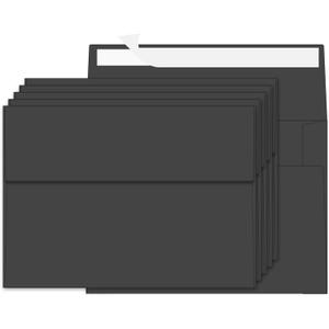 200 Packs Black 4x6 Envelopes for Invitation Card, A6 Small Envelopes Self Seal for Wedding Birthday Party Baby Shower