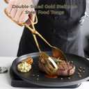 OMISTAR Gold Buffet Tongs Salad Tong Set of 2-10 Inch Double-Sided Stainless Steel Food Serving Bread Tongs with Scissor Handles for Cooking Buffet Catering Bread Pastry Dessert BBQ