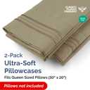 Queen Pillow Cases Set of 2 - Ultra Soft Hotel Quality Pillowcase Covers - Comfy, Cozy & Wrinkle Free - Shrinkage, Stain and Fade Resistant - Machine Washable Pillow Protectors - 2 Piece Set - Khaki
