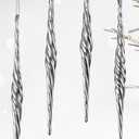 Red Co. Set of 4 Decorative 7 Silver Glass Twist Icicle Hanging Christmas Tree Ornaments