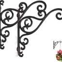 Wrought Iron Plant Hanger, Vintage Scroll Cast Iron Wall Mounted Plant Hanger, Heavy Duty Outdoor Hanging Brackets for Bird Feeder, Wind Chime, Lantern, Indoor & Outdoor Use