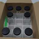 STARSIDE 12 oz Glass Juice Bottles with Lids 8 Pack - Square Reusable Drinking Jars for Juicing, Milk, Kombucha - Includes 1 Bottle Brush, 12 Colored Labels