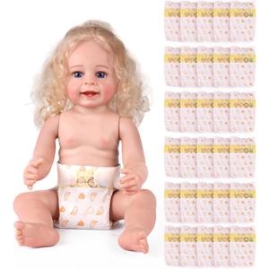 BABESIDE 30 Pcs Reborn Baby Doll Diapers Set for 17-24 Inch Babydolls, Cute Animal Patterns Babydoll Diapers Dolls Underwear for Lifelike Reborn Baby Doll Accessories