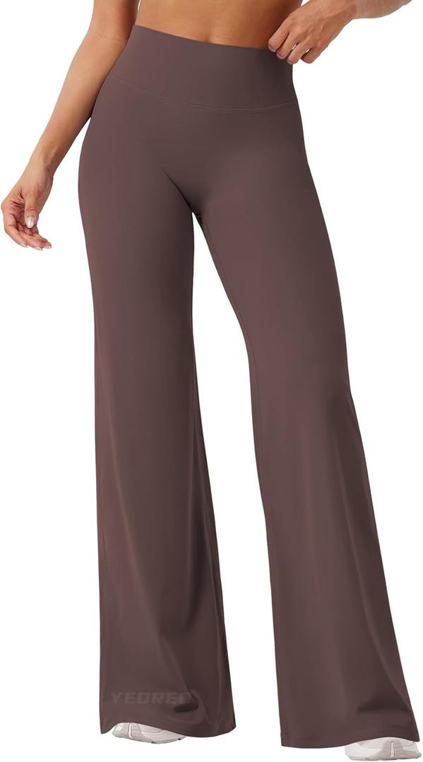 YEOREO Workout Leggings Womens No Front Seam Straight Leggings 29"/ 31.5"/ 33"/ 35" High Waist Buttery Eddiy Gym Yoga Pants (Medium, Plum Brown)