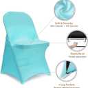 ManMengJi Spandex Chair Covers, 12 PCS Folding Chair Covers, Universal Fitted Chair Slipcovers for Wedding, Party, Banquet, Holidays, Celebration (Light Blue)