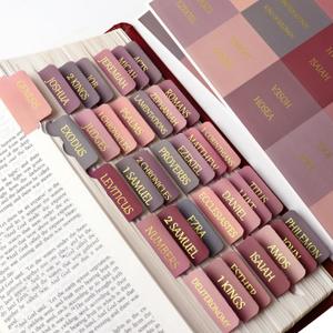 Dusty Mauve Bible Tabs for Women's Bible Study - Upgraded Version Waterproof Bible Tabs with Gold Foil Embossed, Perfect Tear-Resistant Sturdy Bible Study Supplies (90 Tabs) (Laminated)