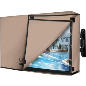 ULTCOVER Waterproof Outdoor TV Cover Double Layers with Clear Front Flap for 42-45 inch Outside Flat Screen Televisions