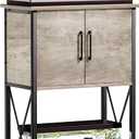 Herture 5-10 Gallon Fish Tank Stand, Metal Double Aquarium Stand with Cabinet for Fish Tank Accessories Storage, Heavy Duty 20.5" L* 11.02" W Tabletop, 500LBS Capacity Grey PG06YGZ
