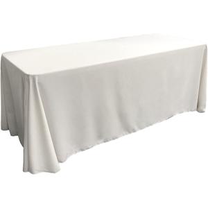LA Linen Polyester Poplin Washable Rectangular Tablecloth, Stain and Wrinkle Resistant Table Cover 90x156, Fabric Table Cloth for Dinning, Kitchen, Party, Holiday 90 by 156-Inch, White