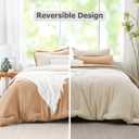 Queen Comforter Set Khaki Reversible Bedding Set, 7 Pieces Soft Bed in a Bag Queen with Comforter, Sheets, Pillowcases & Shams, All Season Boho Queen Bed Set, Contrasting Design