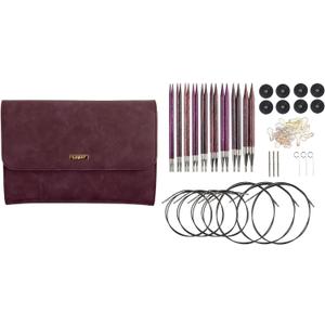 Knit Picks Options Wood Interchangeable Knitting Needle Set with Case and Stitch Markers (Royal Purple)