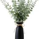 Vase with Greenery, 20pcs Artificial Eucalyptus Stems in Black Vase, Fake Plant Home Decor, 19" Decorative Faux Plants for Home Farmhouse Mantle Centerpiece Decor