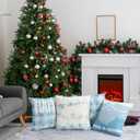 Huwena 12 pcs Christmas Pillow Covers 18x18 Inch Holiday Tree Snowflake Decor Christmas Couch Throw Pillow Cases for Sofa Living Room Home Farmhouse Decor (Blue)