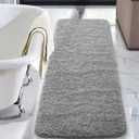 LOCHAS Bathroom Rug Runner 24x60 Inch, Soft Thick Absorbent Microfiber Bath Rugs for Bathroom, Machine Washable, Shaggy Plush Non Slip Bath Mat for Tub, Shower Floor, Quick Dry Mats, Grey (2' x 5')