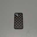 NITITOP Compatible with iPhone 13 Case Matte Aesthetic Checkerboard Checkered Pattern for Women Girls Men Full Camera Lens Clear Slim Hard Back Shockproof Protective Phone Cover - Black