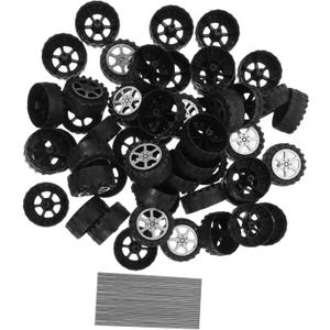 1set Plastic Toy Car Wheels and Model Axles for Crafts Round Wheels Axle for Boy Girl Handmade Projects and Model Making