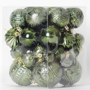 Christmas Ornaments Set with 36pcs Shatterproof Christmas Tree Decorations Multi-Size Christmas Ball Ornaments with 7 Styles Dark Green