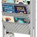 5-Tier Mobile Bookshelf, Rolling Bookcase Book Storage Rack, Movable File Folder Organizer Cart with Wheels for Home Study Office Living Room Classroom, Gray