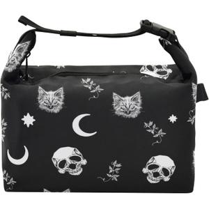 Skull Cat Moon Gothic Lunch Bag for Women & Men Reusable Lunch Tote Bags for Work, Office, Picnic, Travel,School