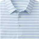 Rouen Men's Polo Shirts Short Sleeve Dry Fit Performance Wicking Moisture Causal Striped Collared Golf Shirts for Men (Blue, S)