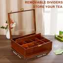 HouseJoy Tea Bag Organizer, Acacia Wood Tea Storage Box, 12 Compartments Tea Bags Storage Drawer with Clear Glass Window, Tea Bag Holder for Countertop Kitchen Cabinet Pantry - Keeps Tea Bags Fresh