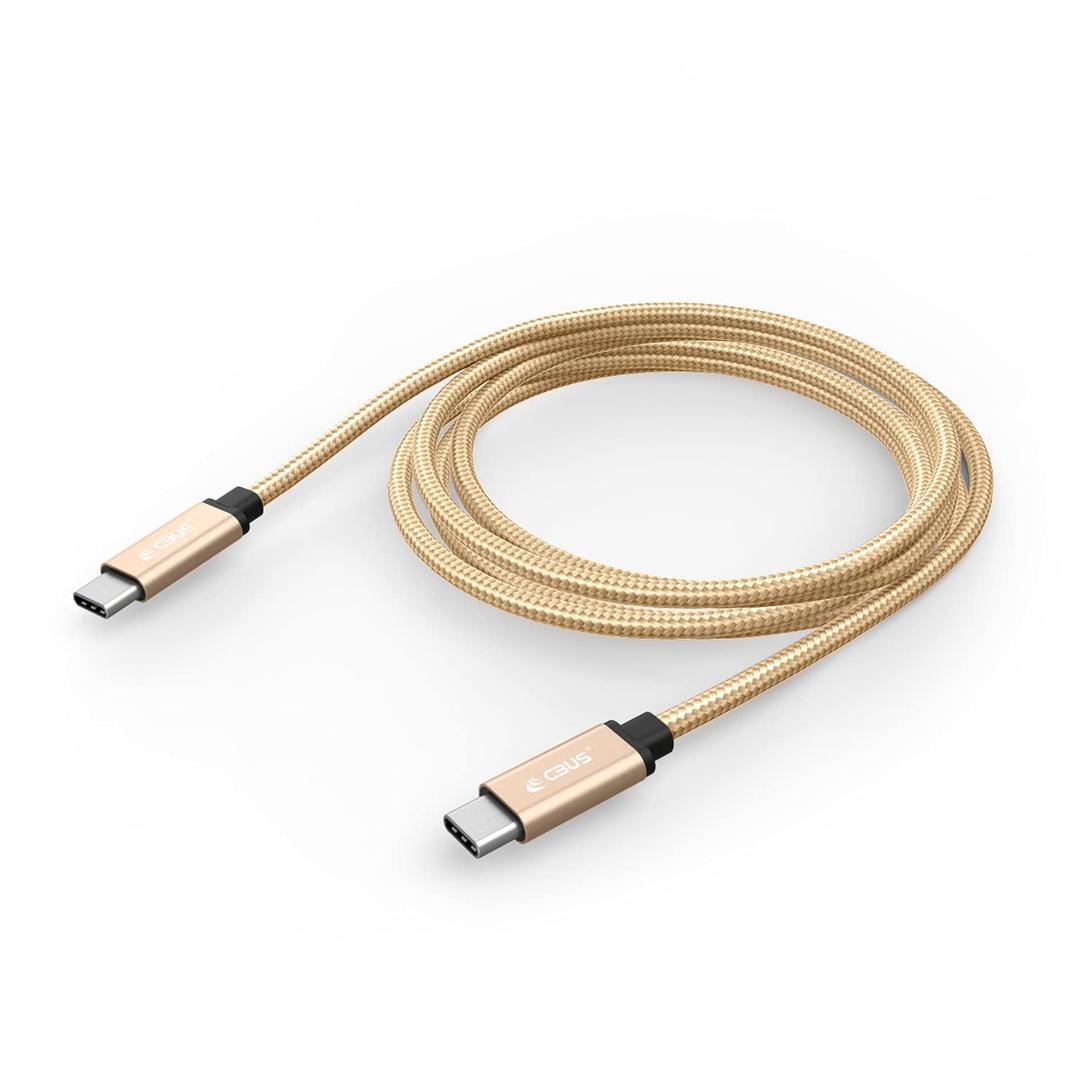CBUS 10ft USB C to C Fast Charging Cable Heavy-Duty Braided Cord Compatible with iPhone 16/15/Pro/Max/Plus, iPad Pro/Air, Galaxy S25/24/S23/S22/Plus/Ultra/FE, Google Pixel, TCL Type C (Beige Gold)