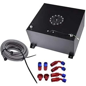 labwork 15 Gallon Black Aluminum Fuel Cell Gas Tank+Cap+Level Sender+Fuel Line Kit