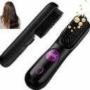 Go Brush Pro for Short Hair, 2026 Upgraded Hair Straightener Brush, Portable Cordless Straightener Brushs for Travel, Fast Heating Hair Straightener with LCD Temperature Display, Travel Gift (Black)