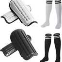 2 Pairs Soccer Shin Guards & 2 Pairs Soccer Socks for Adults and Teenagers, Protective Gear Soccer Equipment for Kids, Boys, Girls L