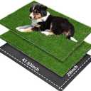 LOOBANI Large Dog Grass Pad with Tray - Dog Litter Box - Indoor Potty for Apartment and Patio Training - with 2 Packs Grass Pee Pads for Replacement, 47.629 Inch