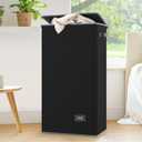SOLEDI Laundry Hamper Black with Lid and Removable Bag - 100L Large and Tall Laundry Basket Collapsible with Handle for Clothing and Toys Storage - Dirty Clothes Hamper for Bedroom, Bathroom, Dorm