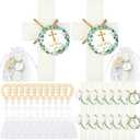 96 Pcs Cross Soap Baptism Favors Set Include 24 Scented Soap Favors 24 Wooden Rosary 24 Bags and 24 Cards Baby Baptism Favor for Baby Shower Christening Favors Guests First Communion Gifts