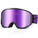 EXP VISION Ski Goggles Snowboard for Men Women, OTG Anti Fog UV Protection Snow Goggles (Black Frame Purple)