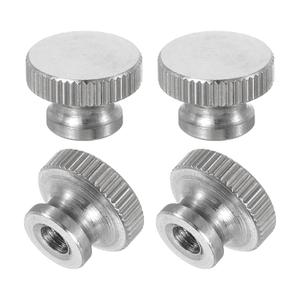 uxcell Knurled Thumb Nuts, 4Pcs M4 x D12mm x H8mm Stainless Steel Round Knobs Fasteners Blind Hole Hand Screw Nut Silver for 3D Printer Parts, Machine Tools