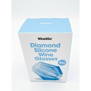 2 x Wine2Go Diamond Silicone Glasses 9oz