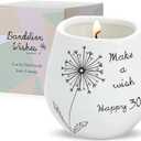 Pavilion - 8 Oz Candle Holder - White Ceramic Candle Jar with 100% Soy Wax Candle Serenity Scent "Make a wish Happy 30th" Ideal Gift for Loved Ones - Printed Text, Love Theme & Oval Shape